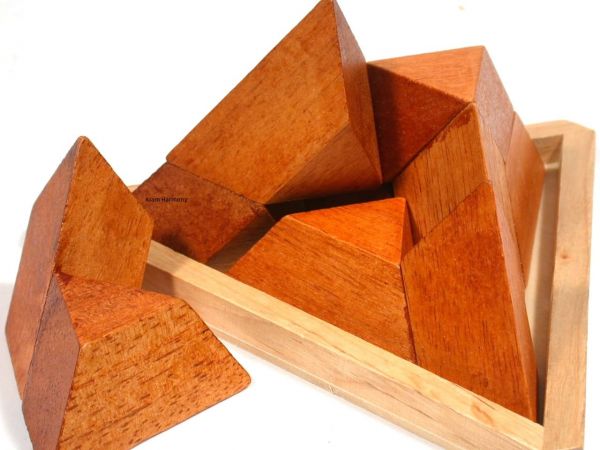 Denkspiel | Pyramide | Holz 5 Teile