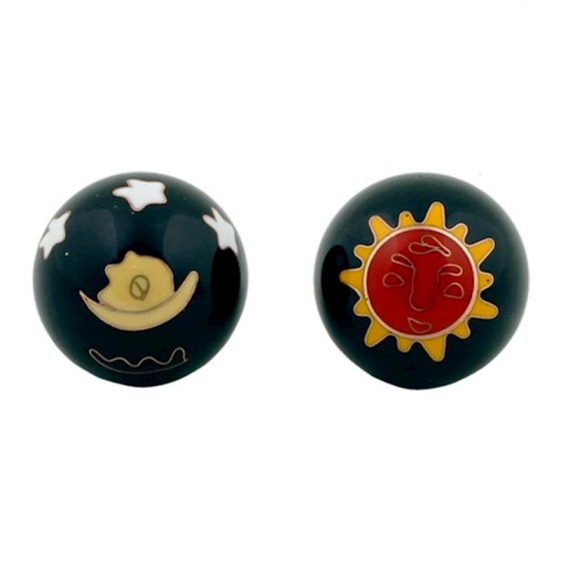 Klangkugeln 35 mm | Qi Gong Kugeln Sonne & Mond rot/gelb