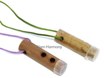 Mit diesem kleinen Kazzoo aus Bambus trägt man seine Zweitstimme um den Hals. Einfach in die Öffnung gesprochen oder gesungen verwandelt sich die eigene Stimme in ein kleines Saxophon.