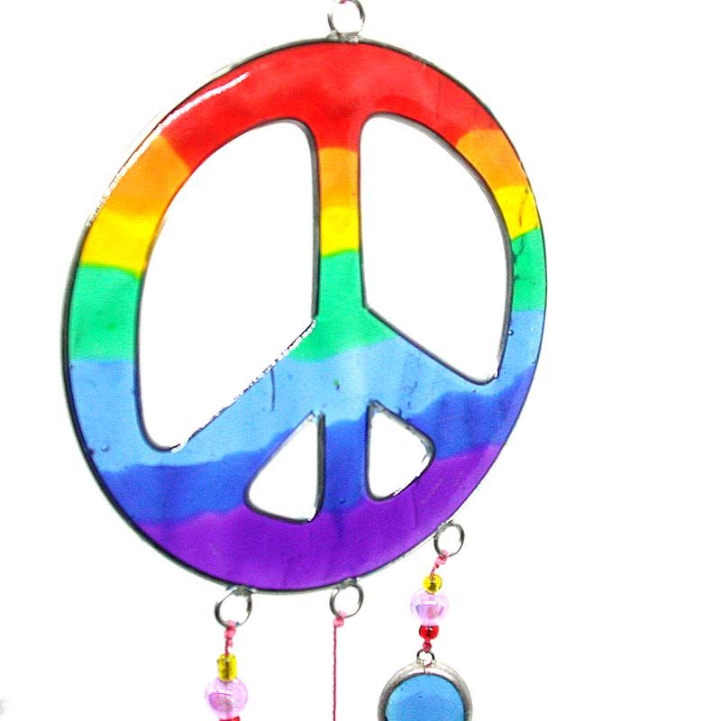 Suncatcher | Regenbogenfarbenes Peace-Zeichen