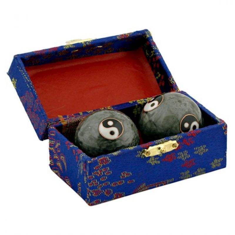 Klangkugeln 35mm | 1 Paar Qi Gong Kugeln Yin Yang grau ☯ Klangkugeln 35mm | 1 Paar Qi Gong Kugeln Yin Yang grau ☯