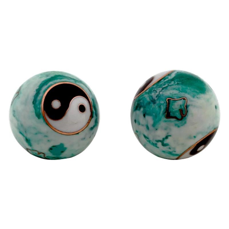 Klangkugeln 35 mm | 1Paar Qi Gong Kugeln Yin Yang marmoriert Klangkugeln 35 mm | 1Paar Qi Gong Kugeln Yin Yang marmoriert
