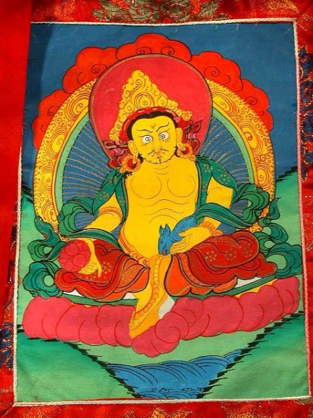 Thangka mit Rahmung - KUBERA König des Norden